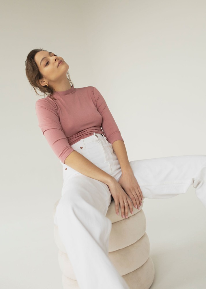 Różowa bluzka z wycięciem na plecach ROSA Rozmiar XS