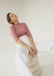 Różowa bluzka z wycięciem na plecach ROSA Rozmiar XS