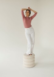 Różowa bluzka z wycięciem na plecach ROSA Rozmiar XS