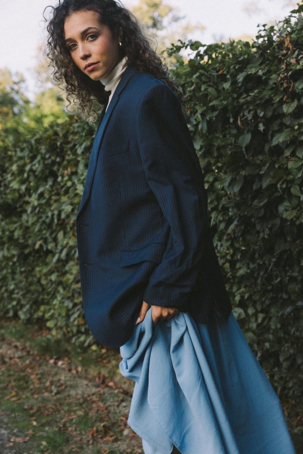 spódnica maxi rozkloszowana niebieska