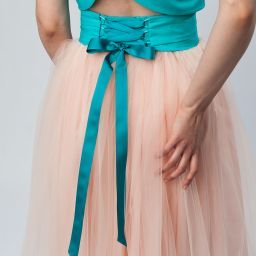 spódnica tiulowa różowa z wiązaniem z tyłu - bawełniana podszewka