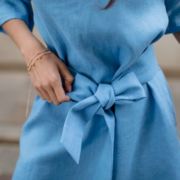 niebieska sukienka tunika lniana