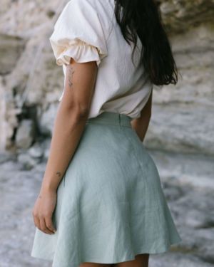 Pistacchio linen skirt