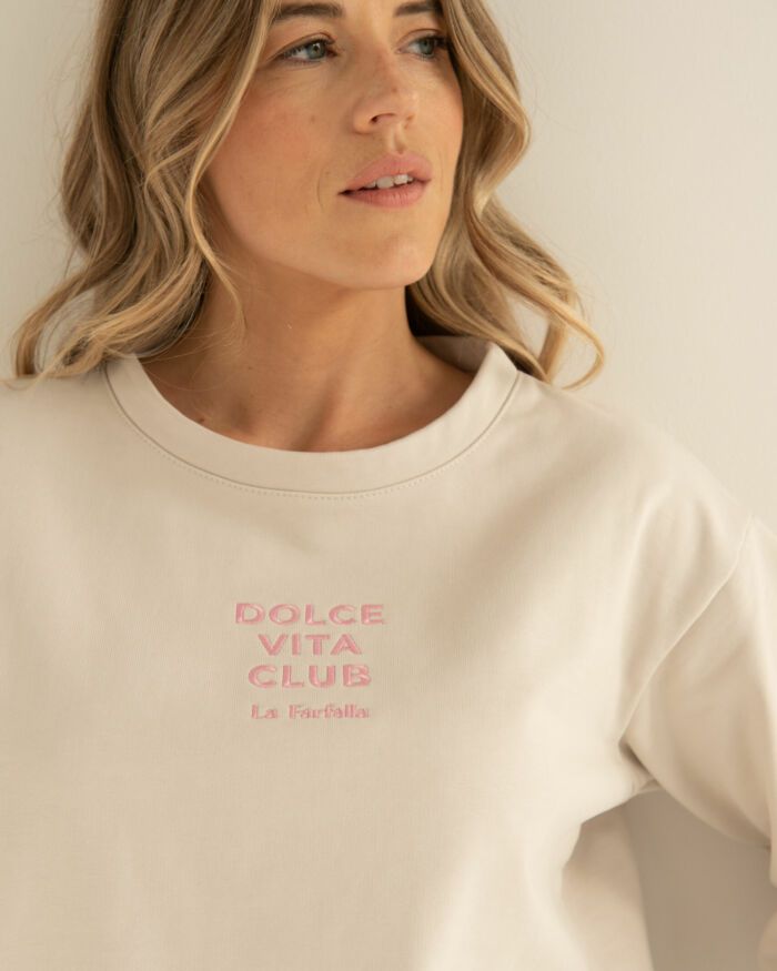 Bluza z haftowanym napisem Dolce Vita  Club