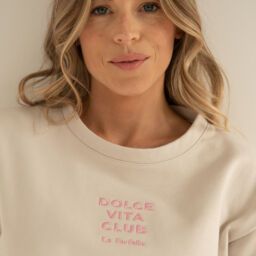 bluza z haftem różowym, bluza z napisem Dolce Vita Club